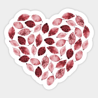 Pink leaf heart Sticker